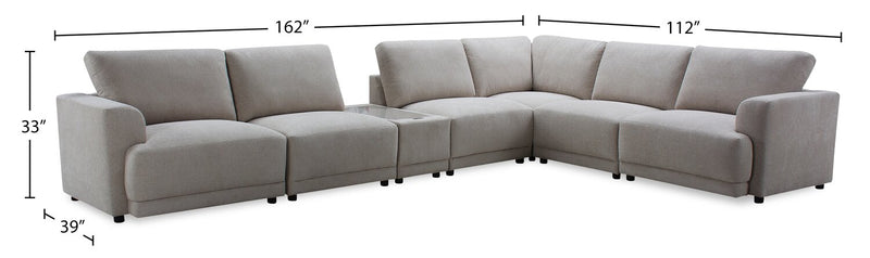 Voyage Modular 7-Piece Fabric Sectional with Console and Removable Back Cushions – Taupe