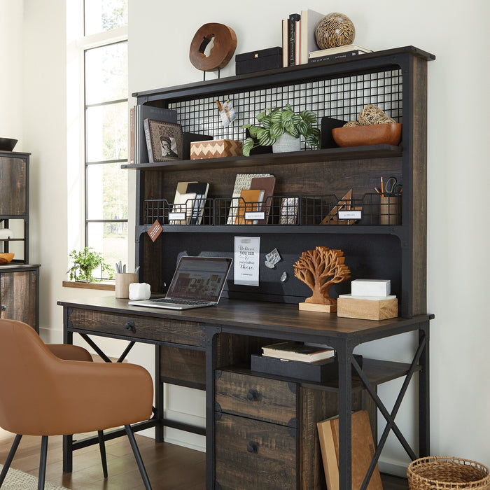 Steel River 60.08\" Commercial Grade Computer Hutch with Cubbyholes & Dividers - Carbon Oak