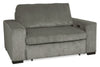 Stratus 59” Faux Fur Fabric Chair with Power Sliding Chaise - Fog Grey