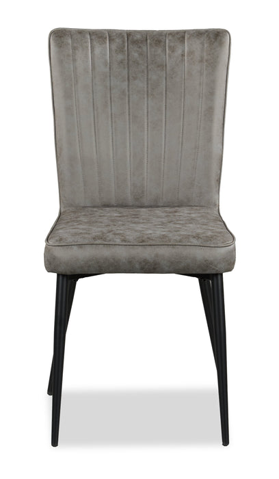 Tavo Dining Chair with Microfibre Polyester Fabric, Metal - Grey