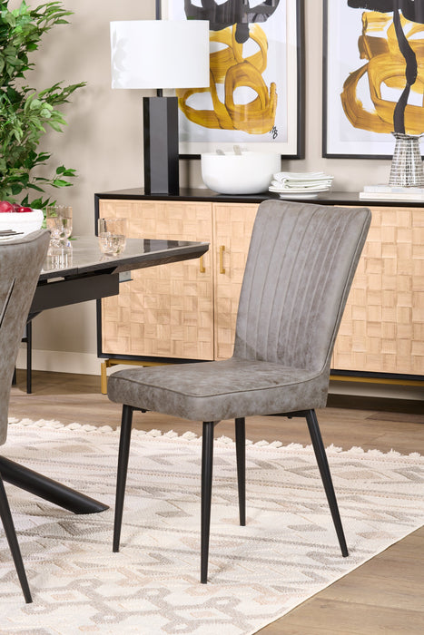 Tavo Dining Chair with Microfibre Polyester Fabric, Metal - Grey