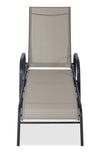 Tuscany Outdoor Patio Lounger with Adjustable Backrest - Metal, UV & Weather Resistant - Beige/Black