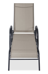 Tuscany Outdoor Patio Lounger with Adjustable Backrest - Metal, UV & Weather Resistant - Beige/Charcoal 