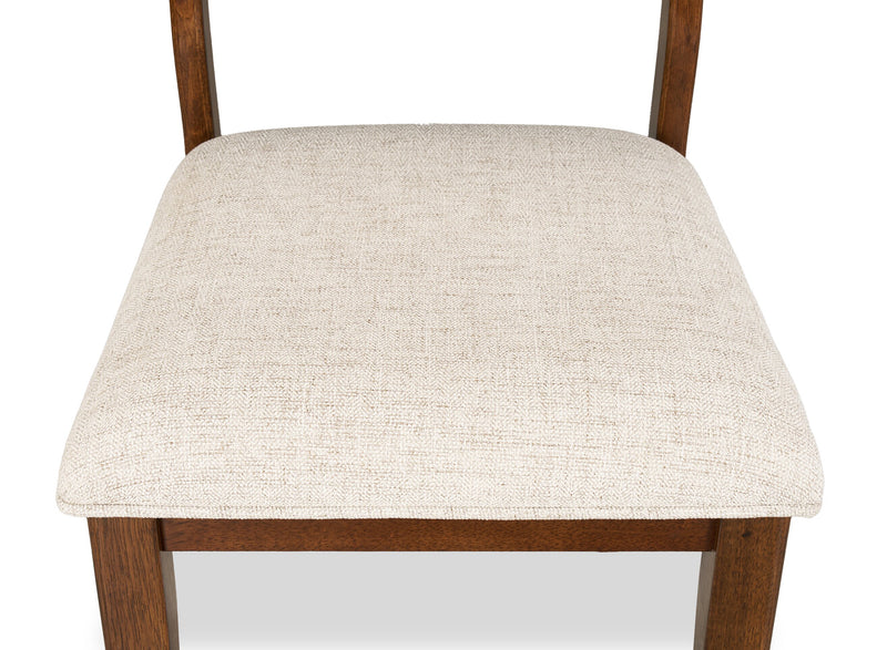 Vale Dining Chair with Polyester Fabric, Wood, Ladder-back - Brown & Beige