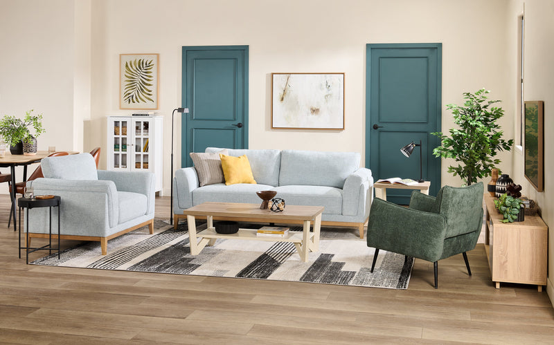 Valley 83.5\" Fabric Sofa with Rubberwood Base and Legs - Grey