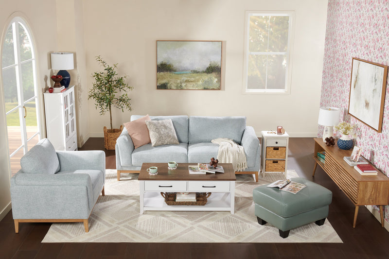 Valley 83.5\" Fabric Sofa with Rubberwood Base and Legs - Grey