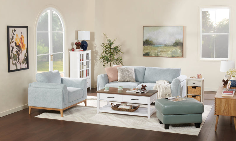 Valley 83.5\" Fabric Sofa with Rubberwood Base and Legs - Grey