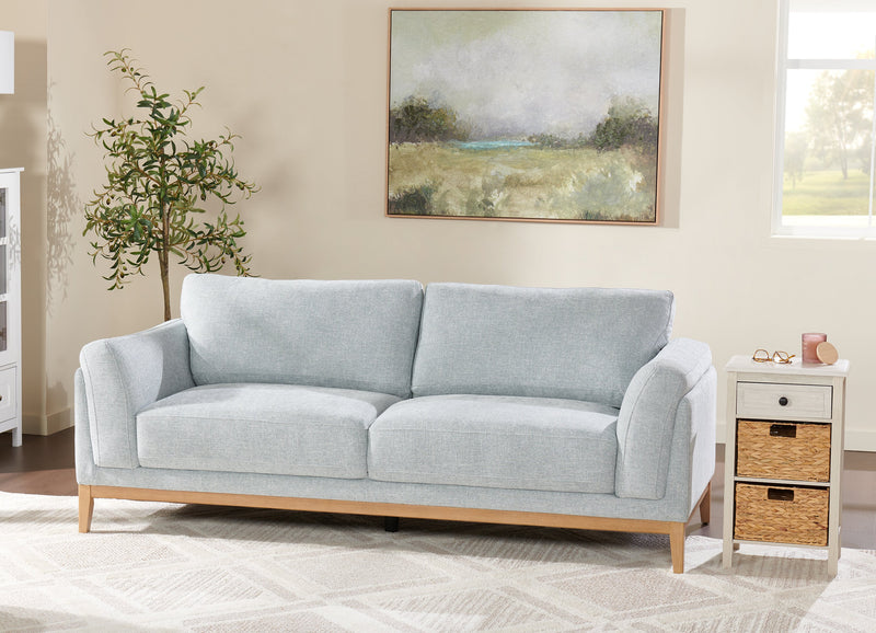 Valley 83.5\" Fabric Sofa with Rubberwood Base and Legs - Grey