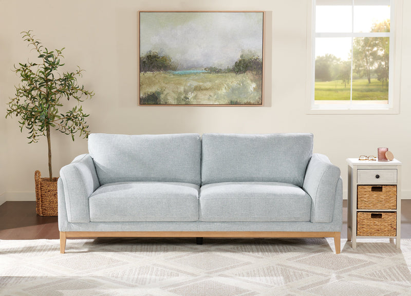 Valley 83.5\" Fabric Sofa with Rubberwood Base and Legs - Grey
