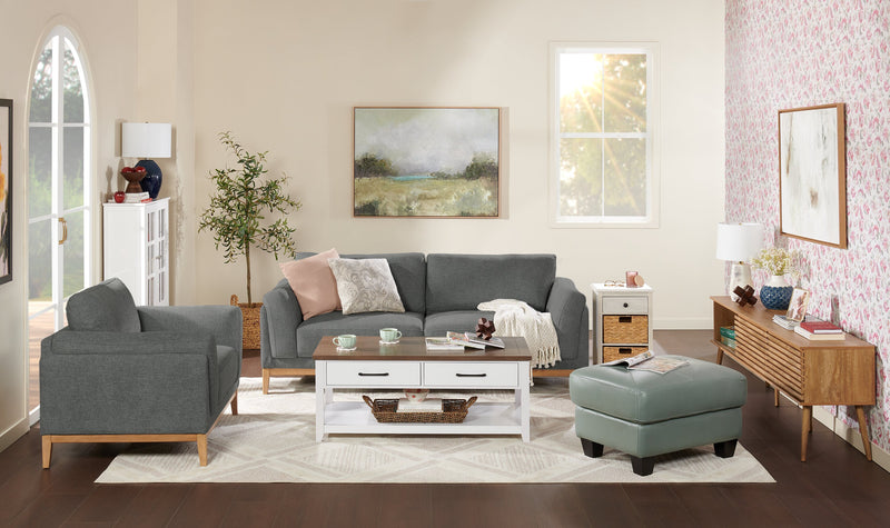 Valley 44\" Fabric Chair with Rubberwood Base and Legs - Pewter