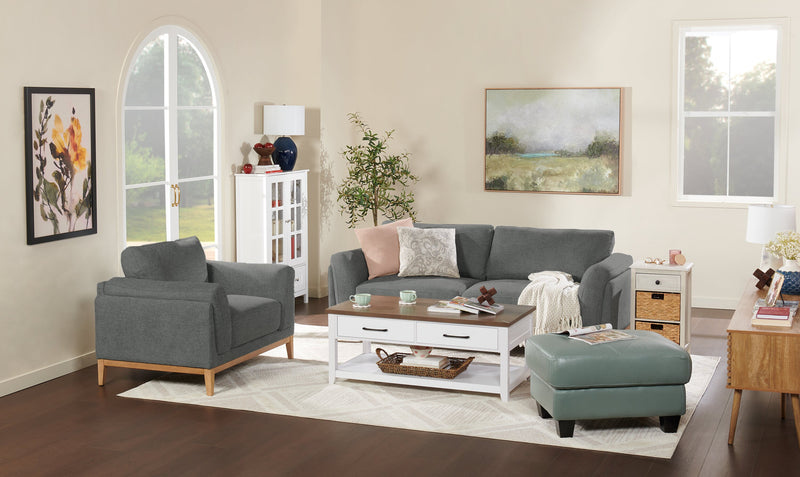 Valley 44\" Fabric Chair with Rubberwood Base and Legs - Pewter