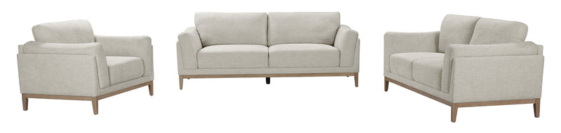 Valley 83.5\" Fabric Sofa with Rubberwood Base and Legs - Sand