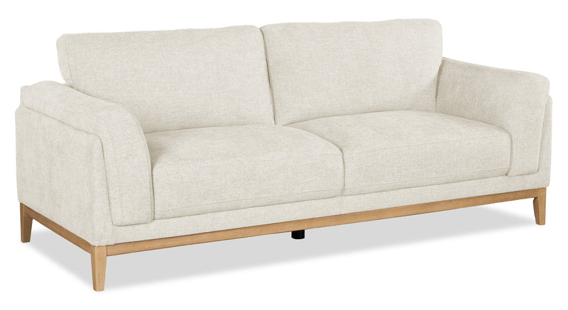 Valley 83.5\" Fabric Sofa with Rubberwood Base and Legs - Sand