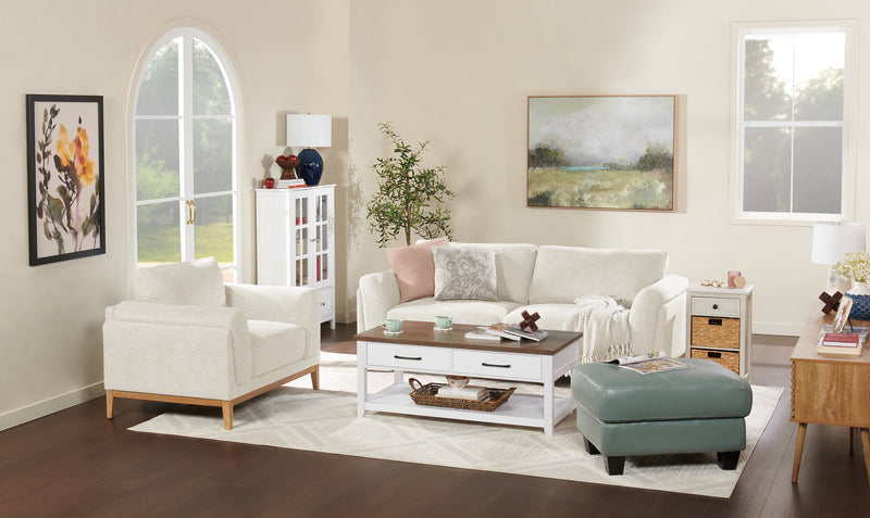 Valley 83.5\" Fabric Sofa with Rubberwood Base and Legs - Sand