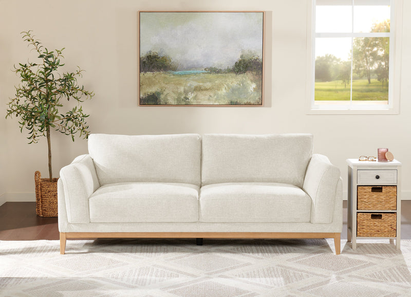 Valley 83.5\" Fabric Sofa with Rubberwood Base and Legs - Sand