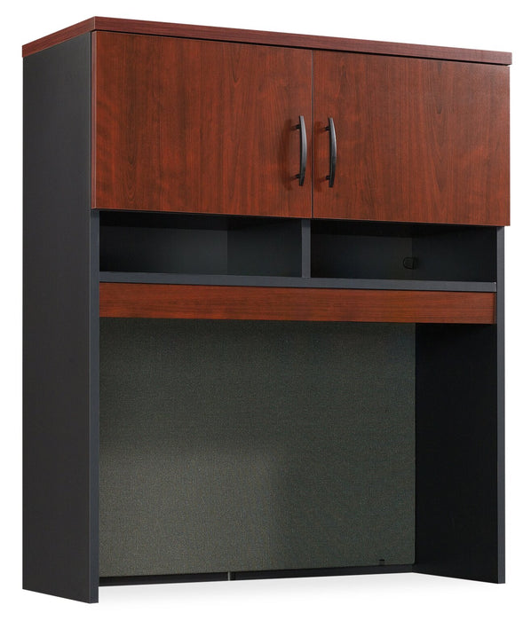 Via 36.54\" Commercial Grade Filing Hutch with Cabinet & Cubbyhoes - Cherry & Grey