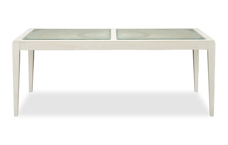 Vida Dining Table with Glass Inserts, 78\"W - Sand