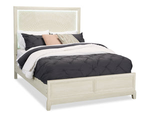 Vida Panel Bed with Headboard & Frame, Sand - Queen Size