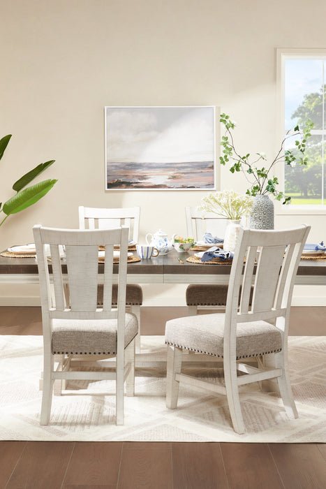 Willow Dining Chair with Cushion Fabric Seat & Nailhead Trim - Rustic White
