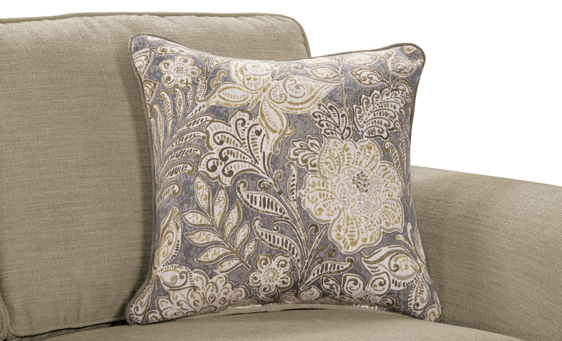 Made in Canada Wynn 2-Piece Chenille Fabric Sectional with Nailhead Trim and Wood Bun Legs - Taupe 