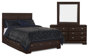 Yorkdale 5-Piece Queen 6 Drawer Storage Bedroom Package - Brown