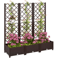 Outsunny Plastic Raised Bed, Garden Box With Trellis, 47