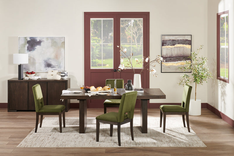 Zelda Dining Table with Pedestal Base, 78-96\"W - Espresso Brown