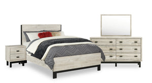 Zen 6pc Bedroom Set with Bed, Dresser, Mirror & Nightstand, Light Grey - Queen Size