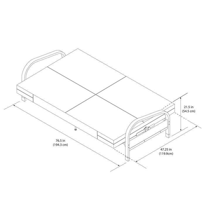 DHP Elbern Futon with Tan Linen Slipcover