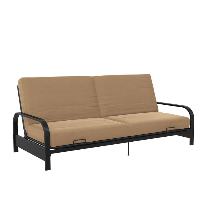 DHP Elbern Futon with Tan Linen Slipcover