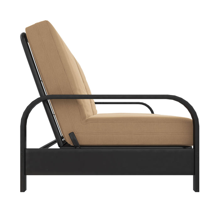 DHP Elbern Futon with Tan Linen Slipcover