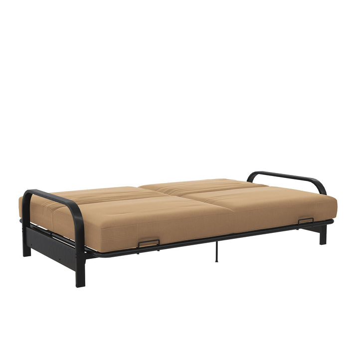 DHP Elbern Futon with Tan Linen Slipcover