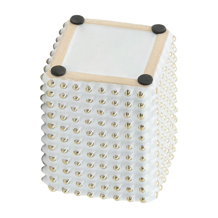 White and Gold 4\" Ceramic Pen Holder