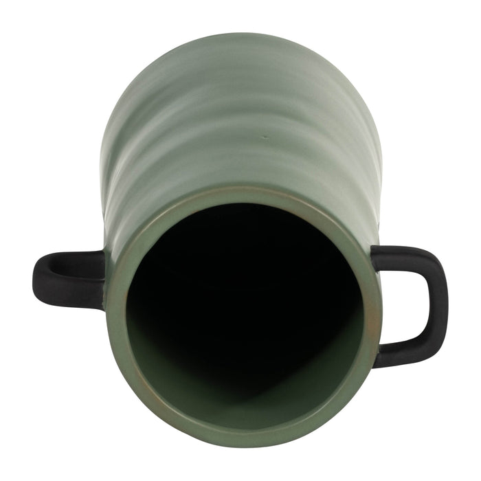 Dark Sage 9\" Ceramic Eared Vase