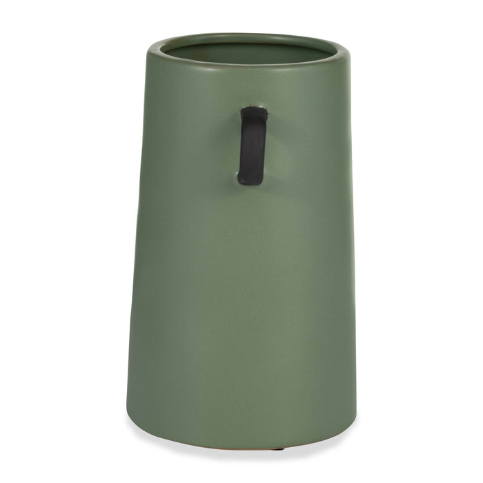Dark Sage 9\" Ceramic Eared Vase