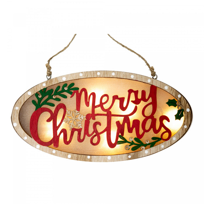 LED Wooden Oval Shape Ornament Merry Christmas Ornaments