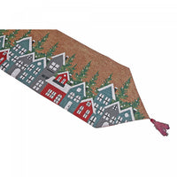 Tapestry Table Runner Winter Village 36