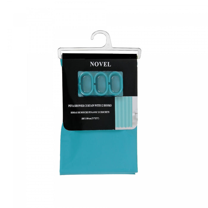 Peva Shower Curtain With 12 C Hooks 71x71 Blue