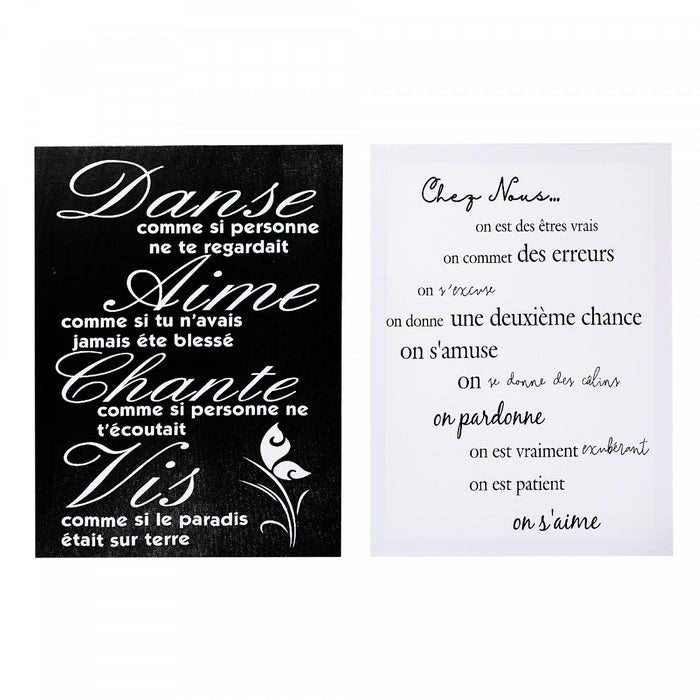 Canvas Wall Art Inspirational French - Set of 2 Wall Decor