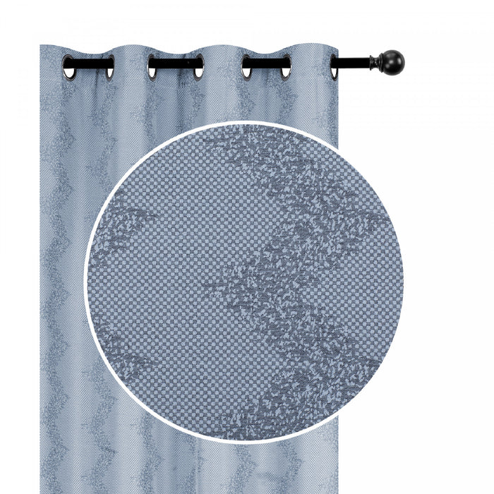 Jacquard Panel Chevron Blue 84\" - Set of 2 Drapes and Blinds