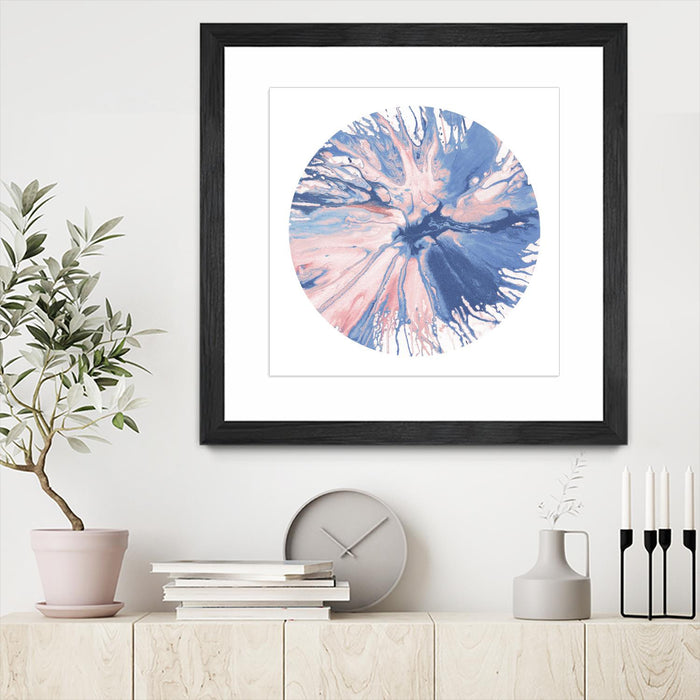 \"Spin Art 21\" Matted and Framed Black 36x36 Wall Art