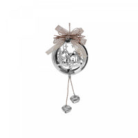 Metal Round Scenic Ornament Silver - Set of 6 Christmas Ornaments