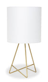 Simple Designs Down To The Wire Table Lamp with Fabric Shade, Gold with White Shade