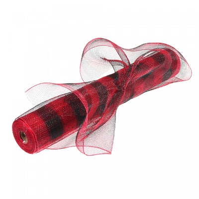Mesh Ribbon Red Buffalo 21"x10" - Set of 2 Crafts|Ruban en maille à carreaux rouges et noirs 21 po x 10 po - ensemble de 2
