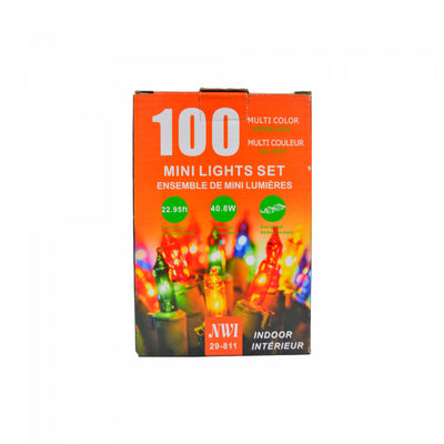 100 Lt Indoor Mini Light Set Multi Bulbs - Set of 2 Christmas Lights|Jeu de 100 petites lumières pour l’intérieur avec ampoules multicolores - ensemble de 2 jeux de lumières de Noël
