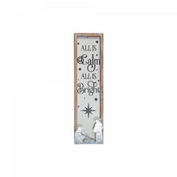 Framed Wood and Metal Sign All Is Calm All Is Bright Wall Decor