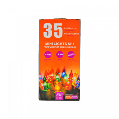 35 Lt Indoor/outdoor Mini Light Set Multi Bulbs - Set of 2 Christmas Lights|Jeu de 35 petites lumières pour l’intérieur et l’extérieur avec ampoules multicolores - ensemble de 2 jeux de lumières de Noël