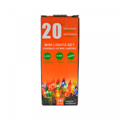 20 Lt Indoor Mini Light Set Multi Bulbs - Set of 2 Christmas Lights|Jeu de 20 petites lumières pour l’intérieur avec ampoules multicolores - ensemble de 2 jeux de lumières de Noël