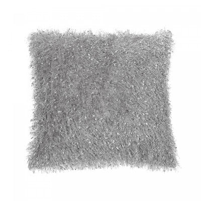 Tousled Cushion with Side Zipper Grey|Coussin ébouriffé gris avec fermeture à glissière sur le côté
