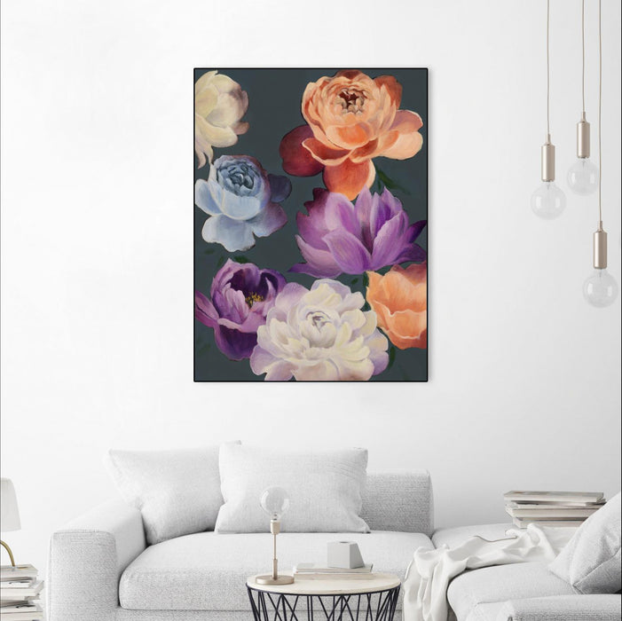 \"November Blooms\" Canvas Framed Black 24x32 Wall Art